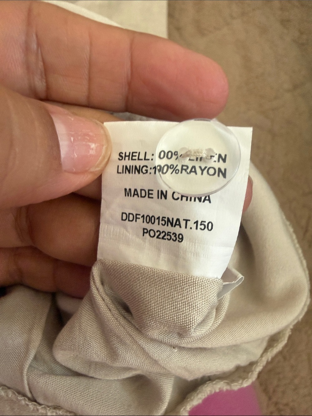 Dissh Norah Tan Natural Linen Pants Fully Lined Pockets Size 2 - Picture 12 of 14